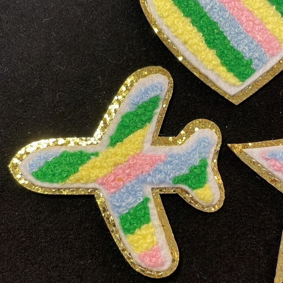 Y2K pink gold glitter 3x Iron on Patches - Picture 2 of 4